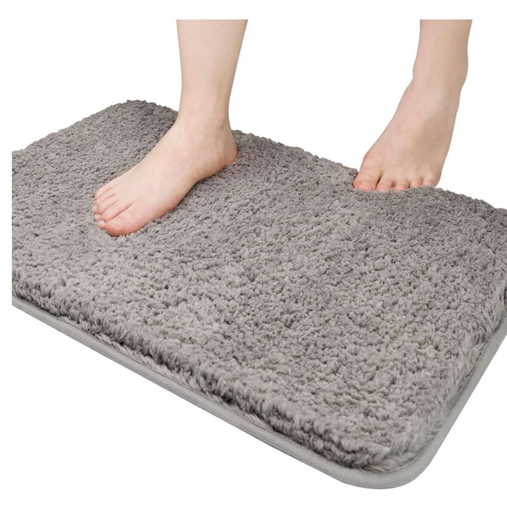 NEW Non Slip, Super Absorbent Soft Shaggy Bath Mat/Shower Rug,16”x24” Gray